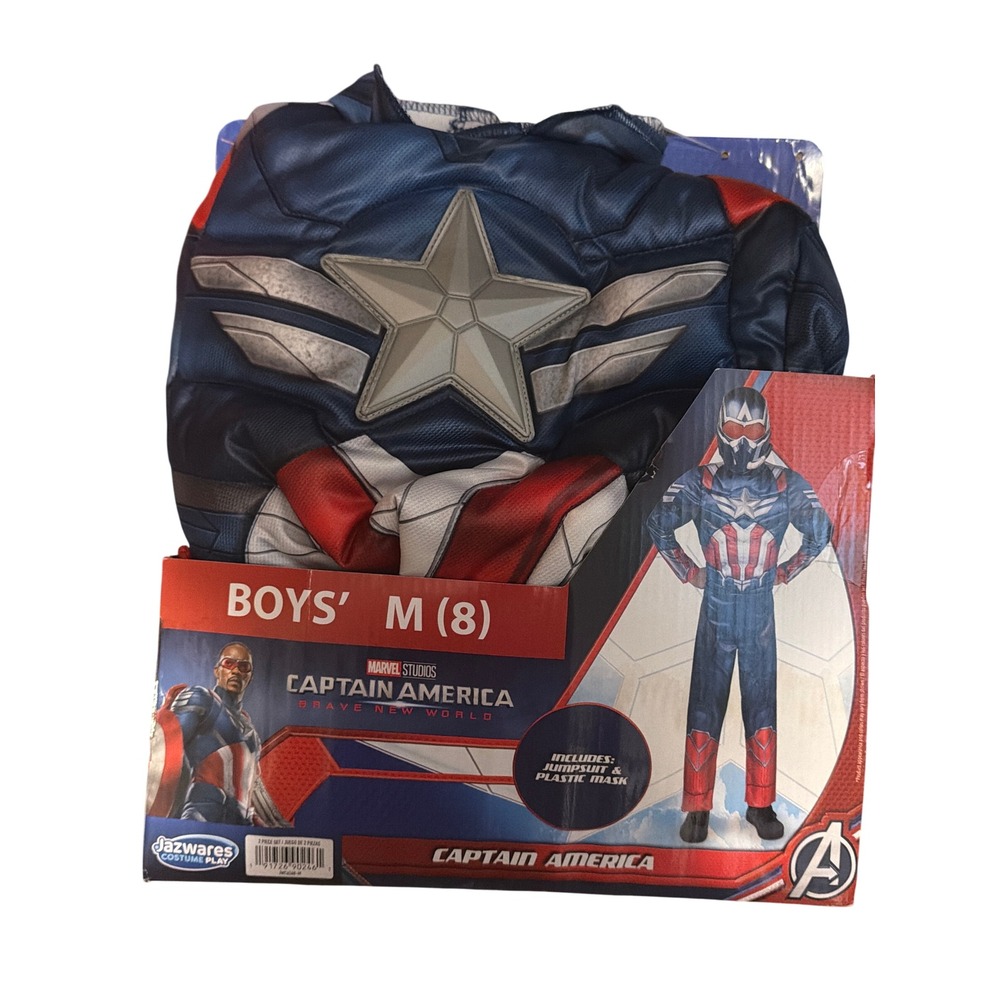 Marvel Captain America Brave New World Costume Jumpsuit Mask Boys M 8